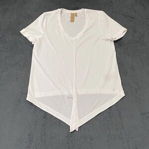 INDYEVA Shirt Womens S White Short Sleeve V-neck Tie Front T shirt Athletic